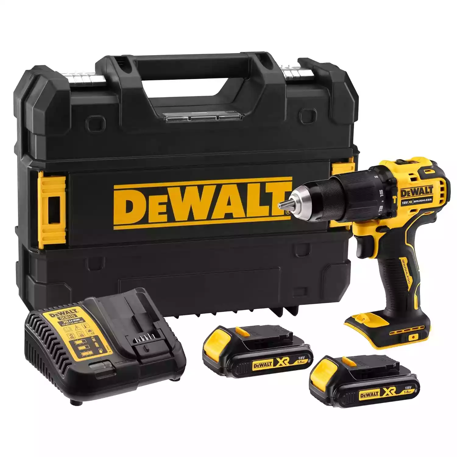 67 Dewalt Stanley Dcd709S2T-Qw Hammer Drill Machine Driver With Brushless Motor-2X1.5Ah Batteries Included For Drilling Purpose- 18V Li-Ion Sub-Compact Series Cordless 1/2/13Mm, 2 Year Warranty - Image 1