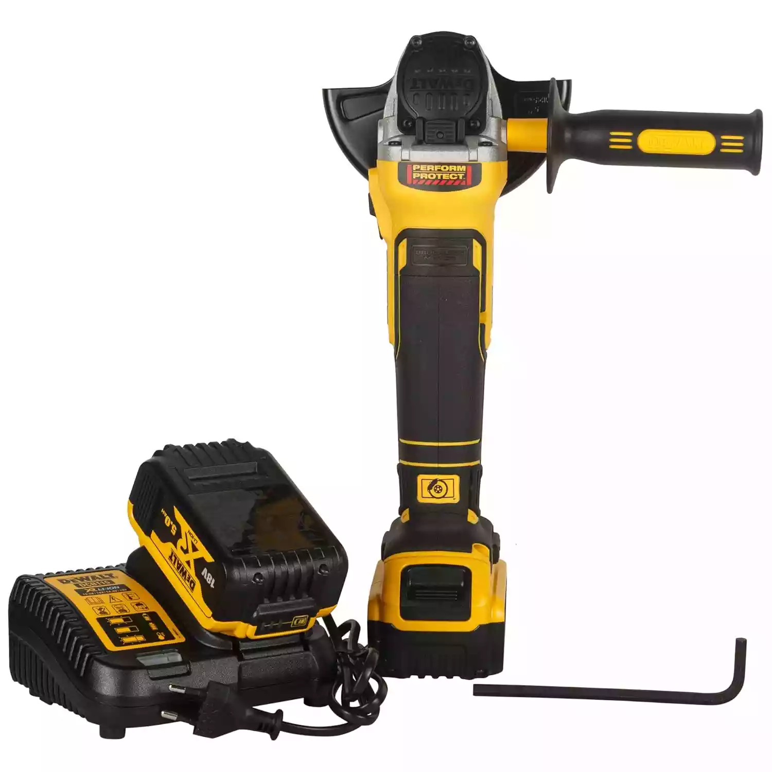 82 DEWALT DCG405P2-QW 18V 125mm XR Li-ion Cordless Angle Grinder with Brushless motor 2x5.0Ah Batteries Included- Perform and Protect Shield - Image 1